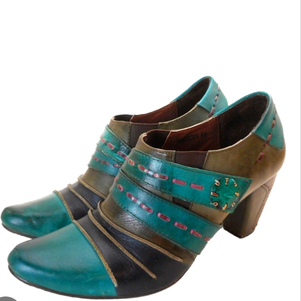 L'Artiste Spring Step Wondrous Teal and Green Boho Bootie 38/7.5 EUC